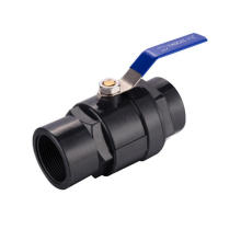 plastic 2pcs threaded  irrigation ball valve with stainless steel handle